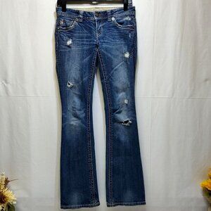MEK DNM Frisco Bootcut Distressed Denim Jeans W25 x 32L Handcrafted Cotton Blend